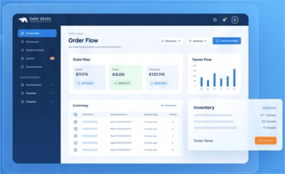 Enterprise Order Management System Dashboard - Order Flow and Inventory Management